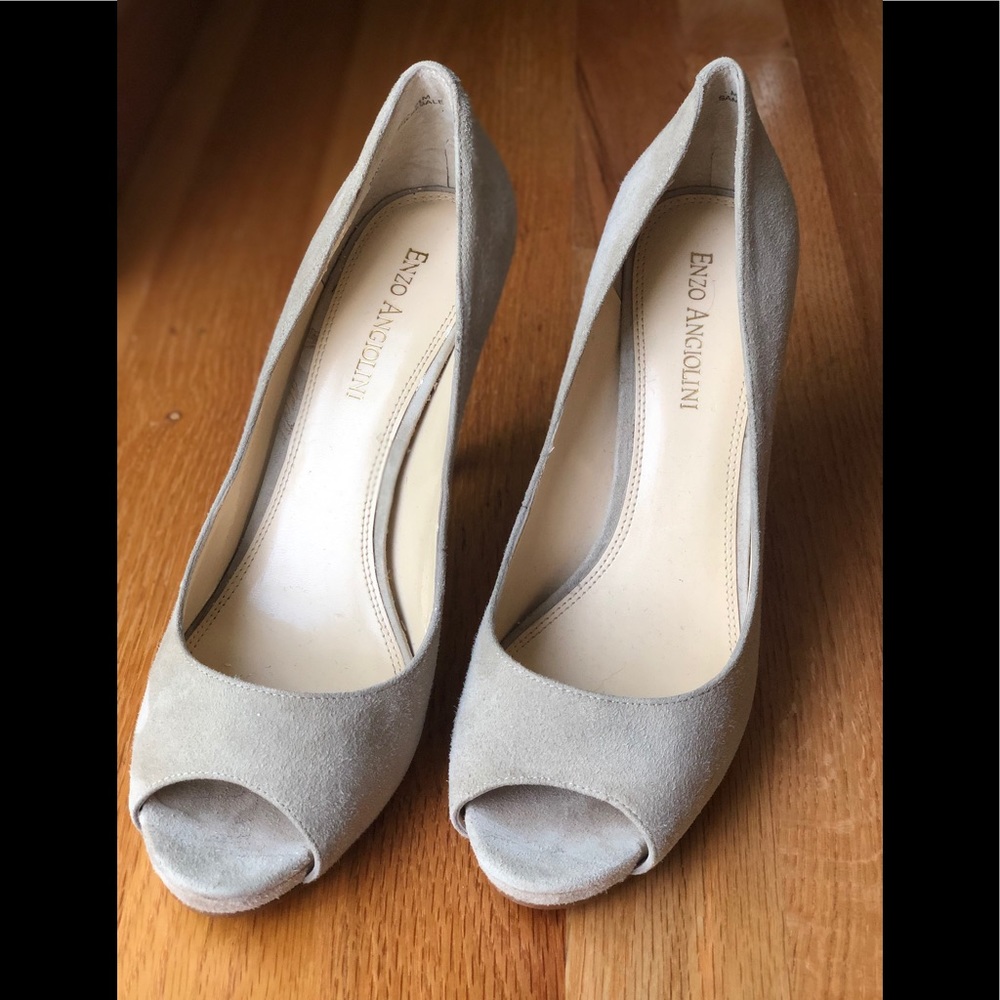 Enzo Angiolini Suede Peep Toe Heel 6.5